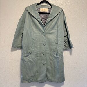 Vintage Goldwater Arizona Rhoda Pack Leather Jacket Size 10 Taupe Green Coat